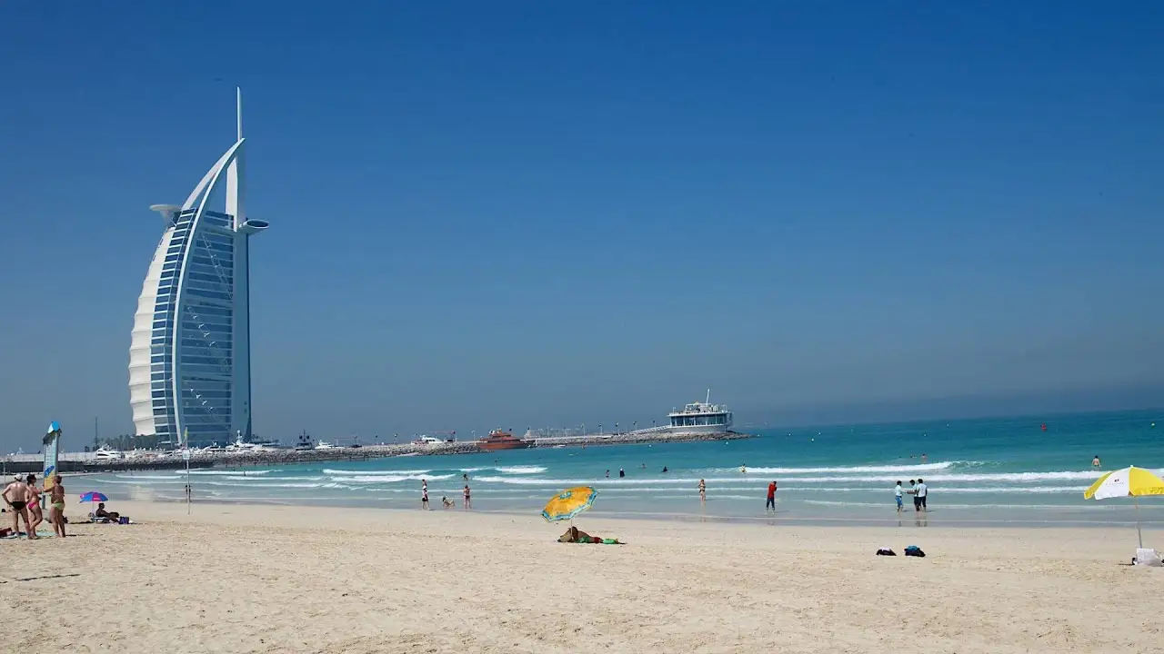 Dubai Jumeirah Beach white sand view