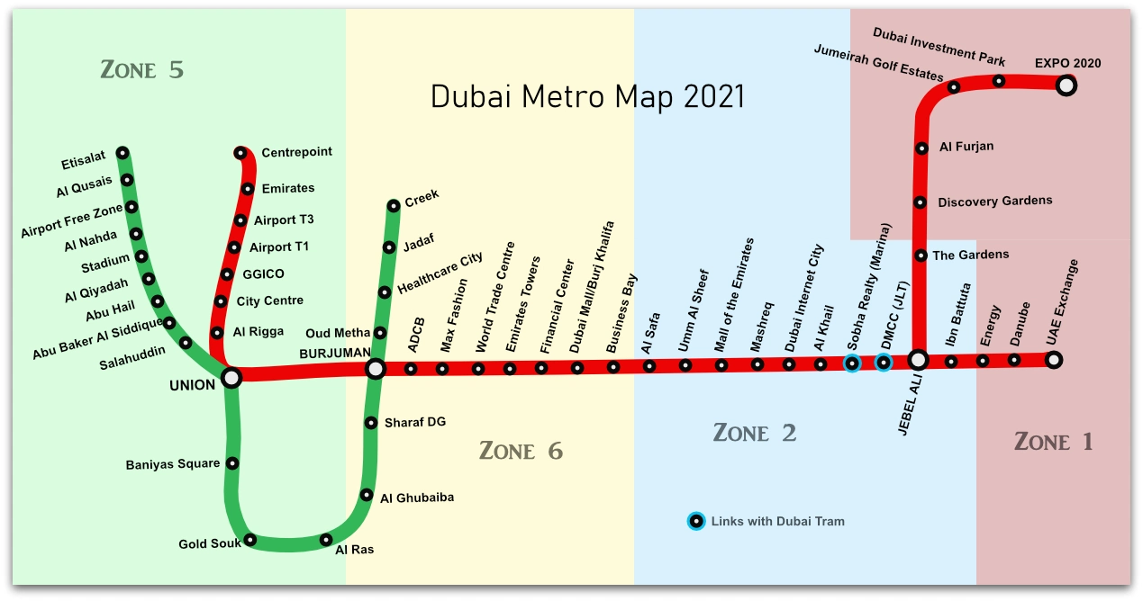 Dubai Metro Red Line Route