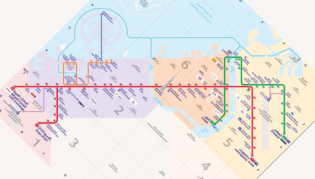 Dubai Metro Red Line Station Map
