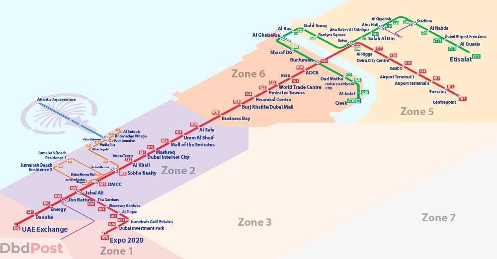 Red Line and Green Line Metro Dubai